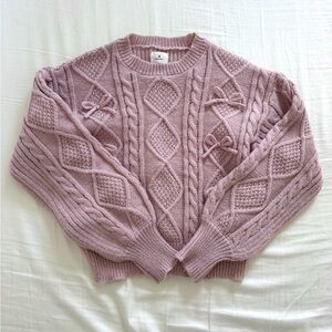 merry jenny Dusty Pink Ribbon Knit Sweater - XS/S
